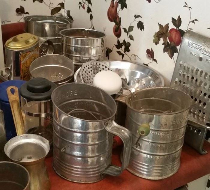 Old flour sifters, graters, more