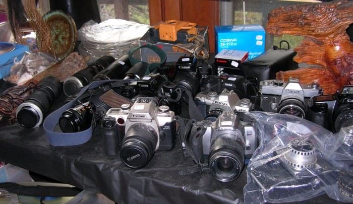 35mm cameras, some digital cameras, lenses, filters, more