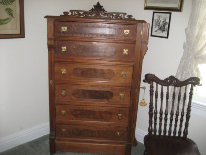 Burled Walnut Secretary Desk Abatant