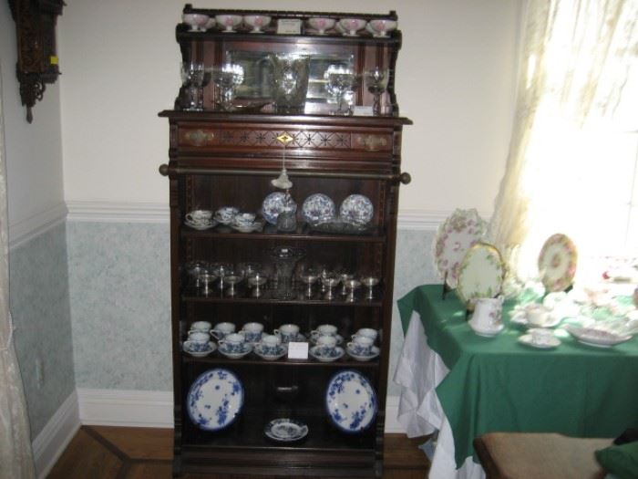 Walnut East Lake Victorian China/Book Shelves