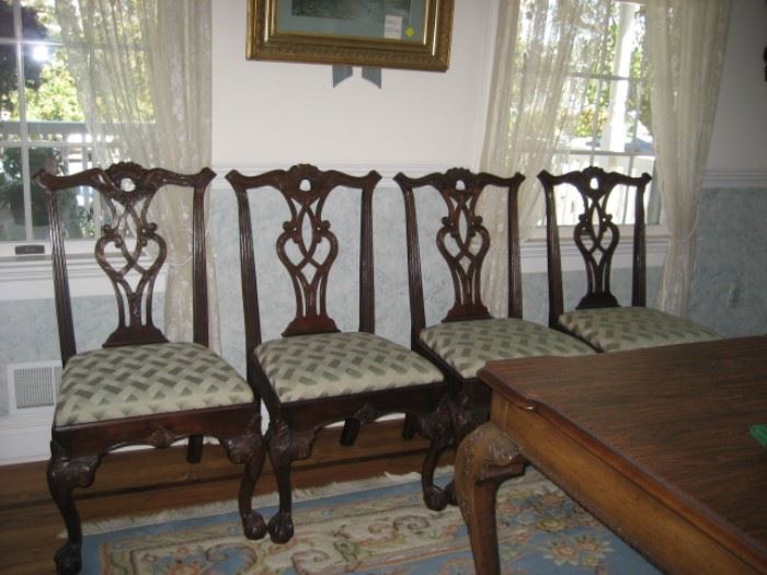 Four of Six Chippendale Style Chairs for Rittenhouse  Square Dining Room