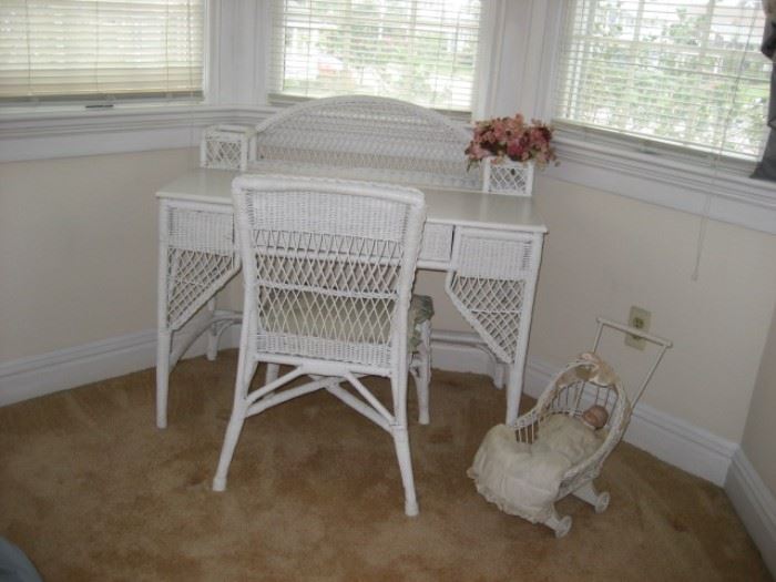 Wicker Desk and Chair