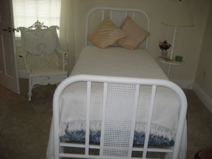 Pair White Iron Twin Beds