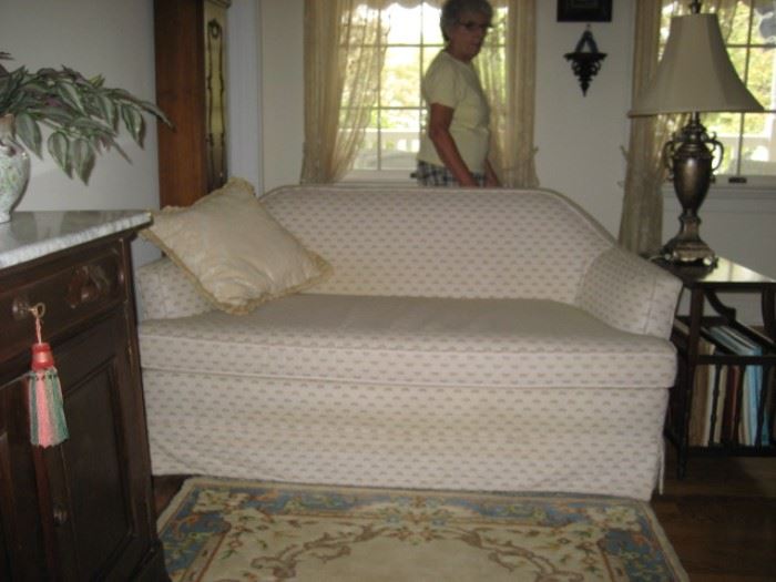 Pair of Ivory Color Upholstered Loveseats