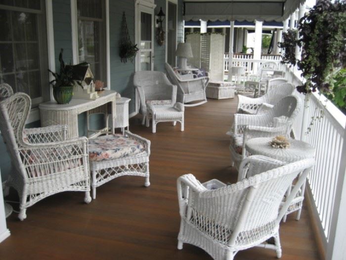 White Wicker Porch Furniture ( 35 pieces in all)