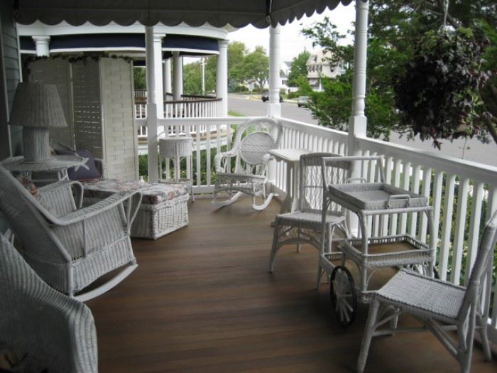 White Wicker Porch Furniture (35 pieces in all)