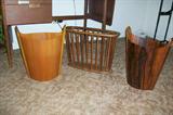 Mid Century waste baskets and magazine rack