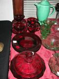 Ruby glass and green Fiesta coffee pot (old)