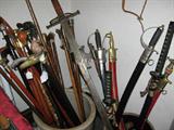 Various walking sticks; some contain
compasses, daggers, flasks