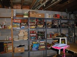 Die Cast cars and vintage books