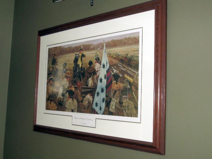 Dale Gallon signed L.E. print. Number 162/950. "Greene at Guilford Courthouse". Revolutionary war scene.