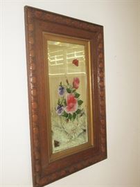Antique carved and painted mirror