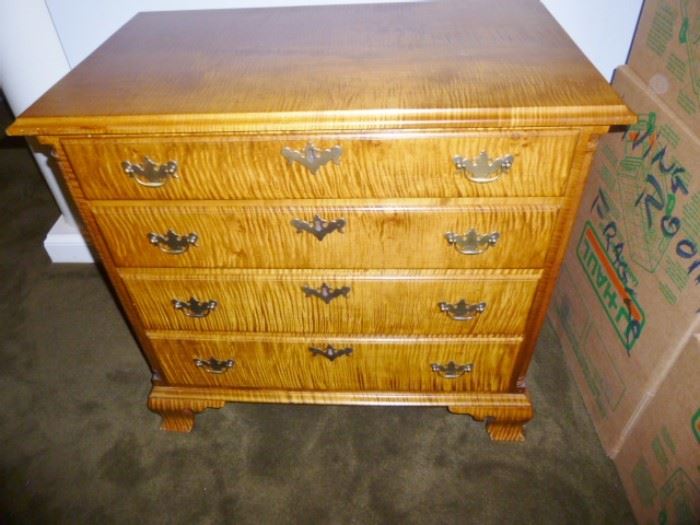 Custom Crafted & Signed TIger Maple Traditional Chest of Drawers