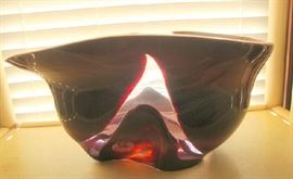 Stunning Art glass Bowl by Rosen.  Hand Blown Morano Italy.  Very High End. Signed.  Custom Chalcedony