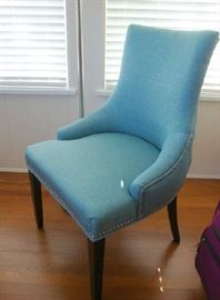 New Turquoise Chairs, Matching Pair, Notice the back