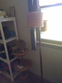 small round side table, floor lamp