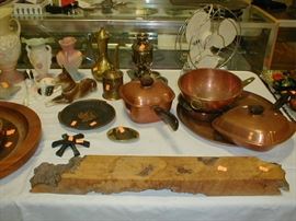 carved cribbage board and modern items