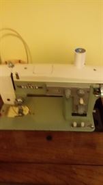 Barton sewing machine in cabinet and sewing supplies