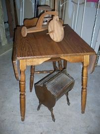 table, sewing box