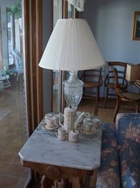 we have several marble top tables, 