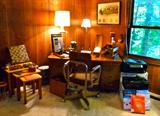 Beautiful Barrister's office filled with vintage and contemporary furniture and collectibles