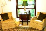 Kindle armchairs and antique sewing table
