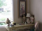 Great desk, art, dolls and accessories