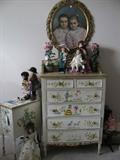 Hand painted chest of drawers and side table or night stand
