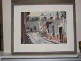 An original 1971 Tom Hill watercolor " Codo Street in San Miguel"