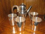 Sterling carafe and tumblers