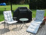 patio furniture and BBQ grill