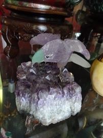 amethyst rock and bird