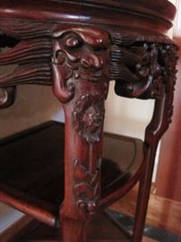 Carved and marble topped Oriental Table.