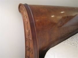 Queen size sleigh bed complete with all the bedding.