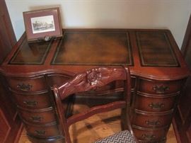 Mahogany desk and chair, former property of Minnesota Governor Karl Rolvaag.