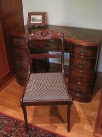 Mahogany desk and chair, former property of Minnesota Governor Karl Rolvaag.