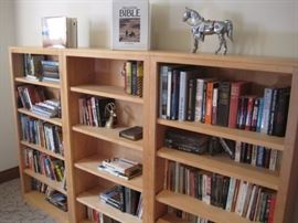 Bookcases and books.
