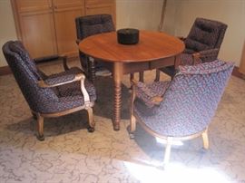 Game table and chairs.