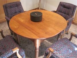 Game table and chairs.