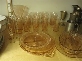 Pink Depression Glass.