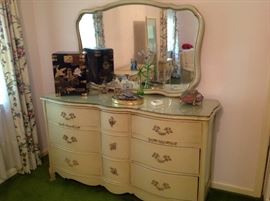 French Provincial dresser and mirror
