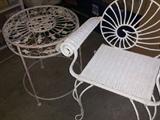 Rattan Spiral Chair, Wrought Iron Table