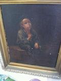 1800's Original Oil - Boy Smoking Cigar