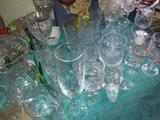Lots of crystal glasses
