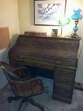 Very nice Roll Top Desk.  Captains Chair.