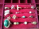 Gold and Silver rings and other costume rings.