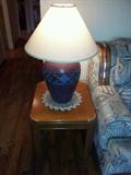 Southwestern Lamp. 2 Oak side tables.