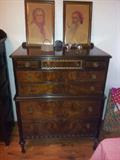 Vintage Chest of Drawers with Burl and other detailing.  Nice condition.