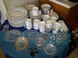 Complete set of china.  Lots of beautiful crystal and glass dishes.