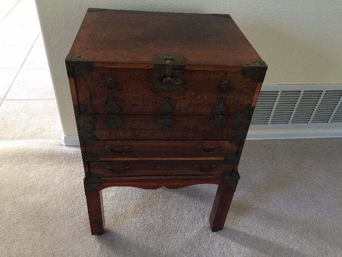 Antique Campaign Chest on Stand